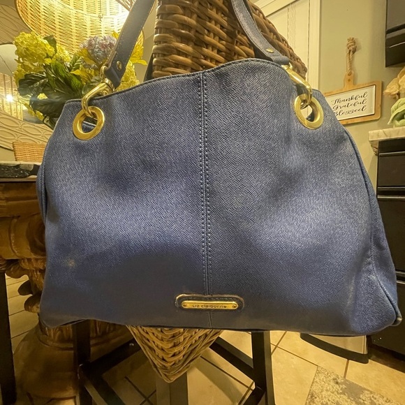 Liz Claiborne Royal Blue and Gold Shoulder tote Bag luxury vintage stylish purse - Picture 11 of 11